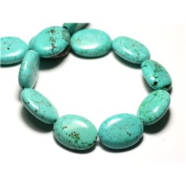 Rijg ongeveer 39 cm 18st - Synthetische Turquoise steen kralen Ovaal 20x15 mm Turquoise blauw 