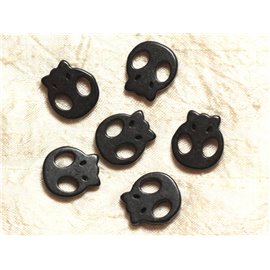 Hilo 39cm 18pc aprox - Cuentas de piedra turquesa sintética Calavera Calaveras 21mm Negro 