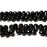 2pc - Perles de Pierre - Spinelle Noir Gouttes facettées 8-10mm - 7427039730181 