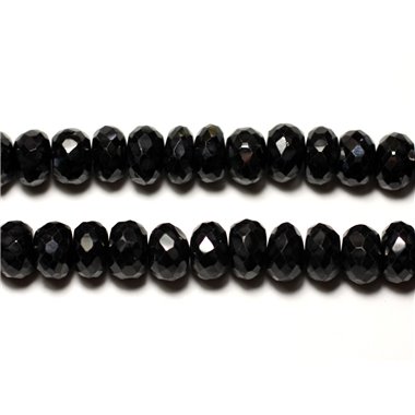 5pc - Perles de Pierre - Spinelle Noir Rondelles facettées 7-8mm - 4558550003928