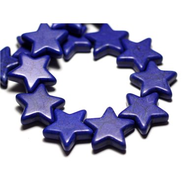Fil 39cm 22pc env - Perles de Pierre Turquoise Synthèse Reconstituée Étoiles 20mm Bleu Roi Nuit 