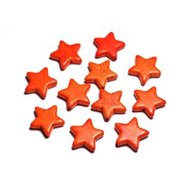 Fil 39cm 22pc env - Perles de Pierre Turquoise Synthèse Reconstituée Étoiles 20mm Orange 