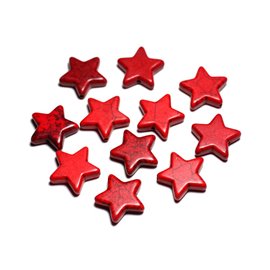 Hilo 39cm 22pc aprox - Cuentas Piedra Turquesa Estrella Reconstituida 20mm Rojo