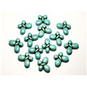 Fil 39cm 37pc env - Perles de Pierre Turquoise Synthèse Papillons 20mm Bleu Turquoise 