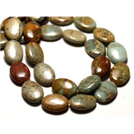 Thread 39cm 21pc approx - Stone Beads - Jasper Aqua Terra Sediment Oval 18x13mm