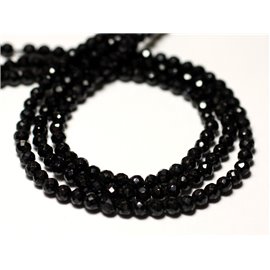 Thread 33cm approx 95pc - Stone Beads - Black Spinel Faceted Balls 3-4mm 