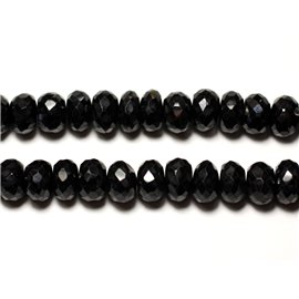 Filo 21 cm 42 pz circa - Perline di pietra - Rondelle sfaccettate spinello nero 7-8 mm 