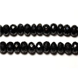 Hilo 21cm 42pc aprox - Cuentas de Piedra - Espinela Negra Arandelas facetadas 7-8mm 