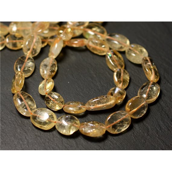 Fil 32cm 25-35pc env - Perles de Pierre - Citrine Olives Ovales 7-15mm - 8741140012677