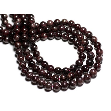 Fil 39cm 37pc environ - Perles Pierre Grenat Boules 10mm rouge bordeaux noir