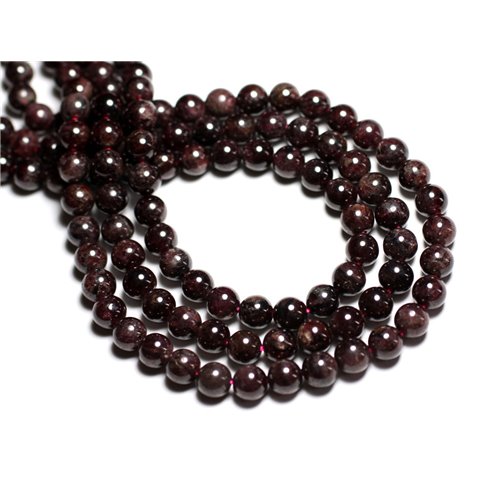 Fil 39cm 37pc environ - Perles Pierre Grenat Boules 10mm rouge bordeaux noir