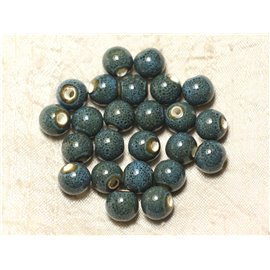 100pc - Perles Céramique Porcelaine Boules 10mm Bleu Turquoise tacheté  100pc - Perles Céramique Porcelaine Boules 10mm Bleu Turquoise tacheté
