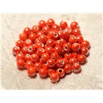 100pc - Perles Céramique Porcelaine Boules 6mm Orange irisé 