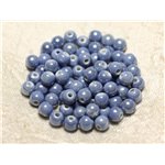 100pc - Perles Céramique Porcelaine Boules 6mm Bleu Lavande Pastel irisé 