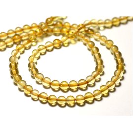 Thread 40cm 80pc approx - Natural amber beads Yellow 5mm balls 