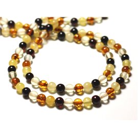 Thread 40cm 80pc approx - Multicolour natural amber beads 5mm balls 