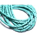 Fil 39cm 29pc env - Perles de Pierre Turquoise Synthèse Tubes 13x4mm Bleu turquoise 