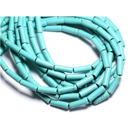 Fil 39cm 29pc env - Perles de Pierre Turquoise Synthèse Tubes 13x4mm Bleu turquoise 