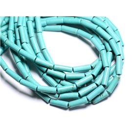 Thread 39cm 29pc approx - Synthetic Turquoise Stone Beads Tubes 13x4mm Turquoise blue 
