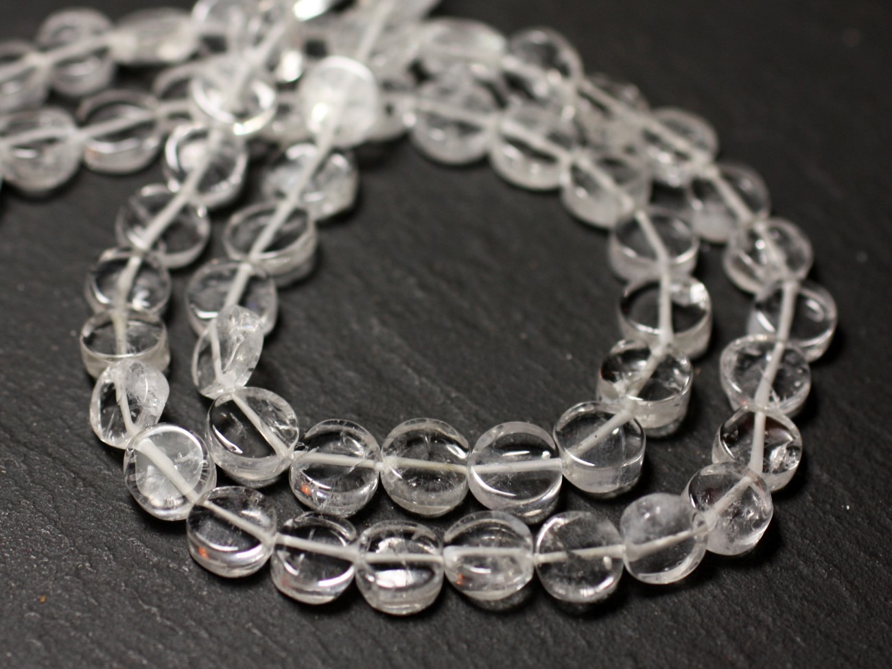 Fil 32cm 50pc env - Perles de Pierre - Cristal Quartz Palets 6mm - 8741140012776 