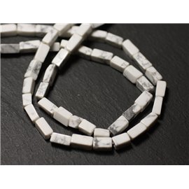 Filo 32 cm 42 pezzi circa - Perline di pietra - Cubi rettangolari di Howlite 5-8 mm - 8741140012875 