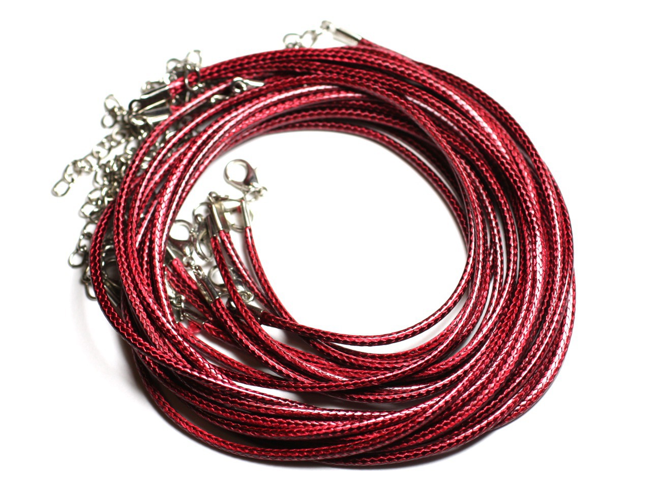 100pc - Colliers Tours de Cou Coton ciré 2mm Rouge Bordeaux 