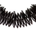 Fil 39cm 120pc env - Perles de Pierre Turquoise Synthèse Marquises 28mm Noir 