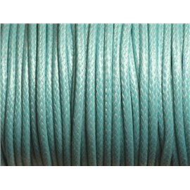 Bobine 38 metres env - Fil Corde Cordon Coton Ciré 3mm Bleu Turquoise Pastel