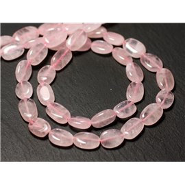 Hilo 34cm 29pc aprox - Cuentas de Piedra - Aceitunas Ovaladas de Cuarzo Rosa 9-13mm - 8741140012752 