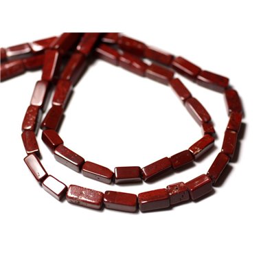 Fil 37cm 46pc env - Perles de Pierre - Jaspe Rouge Rectangles Cubes 5-8mm - 8741140012882 