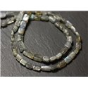 Fil 33cm 62pc env - Perles de Pierre - Labradorite Rectangles Cubes 3-6mm - 8741140012899 