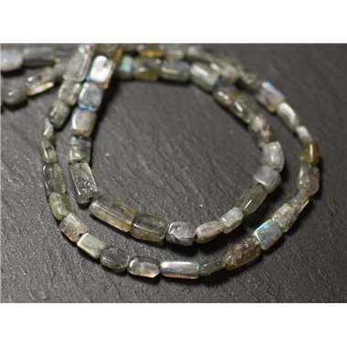 Fil 33cm 62pc env - Perles de Pierre - Labradorite Rectangles Cubes 3-6mm - 8741140012899 