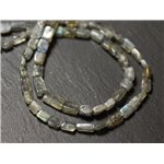 Fil 33cm 62pc env - Perles de Pierre - Labradorite Rectangles Cubes 3-6mm - 8741140012899 