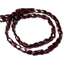 Thread 36cm approx 58pc - Stone Beads - Garnet Rectangles Faceted Cubes 4-7mm - 8741140012868 