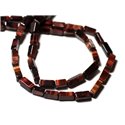 Fil 33cm 39pc env - Perles de Pierre - Oeil de Taureau Tigre Rouge Rectangles Cubes 6-11mm - 8741140012905 