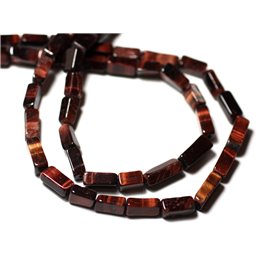 Thread 33cm approx 39pc - Stone Beads - Bull's Eye Red Tiger Rectangles Cubes 6-11mm - 8741140012905 