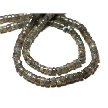 Fil 33cm 125pc env - Perles de Pierre - Labradorite Rondelles Heishi 4mm - 8741140012967