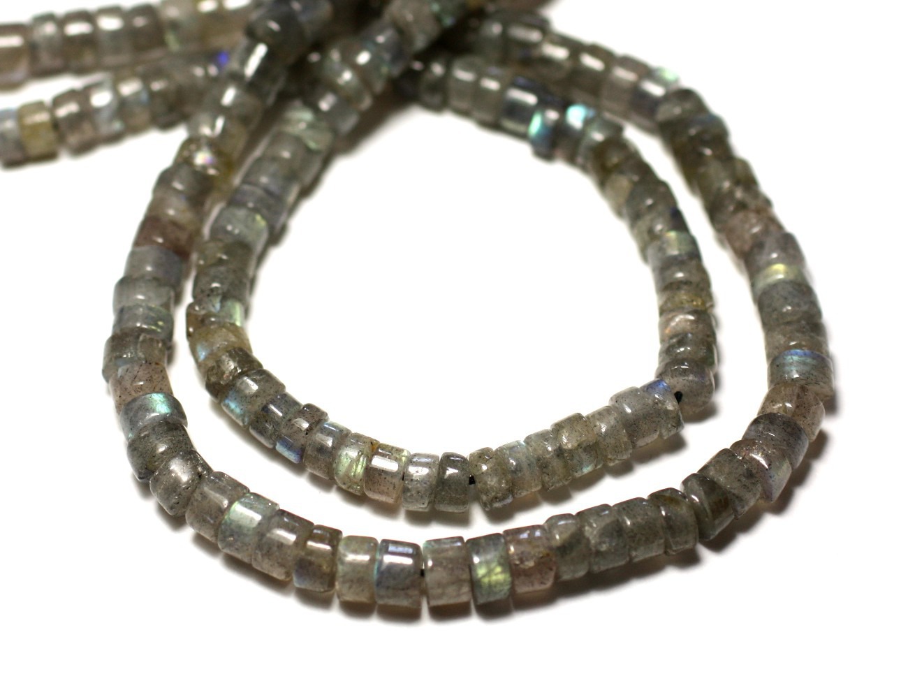 Fil 33cm 130pc env - Perles Pierre - Labradorite Rondelles Heishi 4-5mm