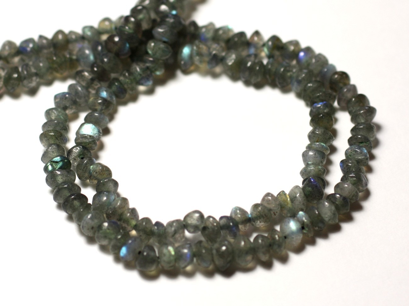 Fil 34cm 120pc env - Perles de Pierre - Labradorite Rondelles Bouliers 4-5mm - 8741140013087