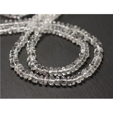 Fil 34cm 109pc env - Perles de Pierre - Cristal Quartz Rondelles Bouliers 5-6mm - 8741140013070 