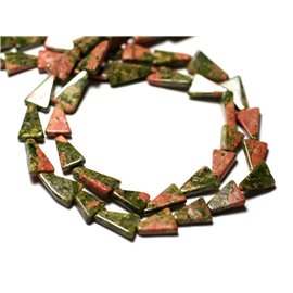 Filo 33 cm 38 pz circa - Perline di pietra - Triangoli Unakite 7-10 mm - 8741140013209 