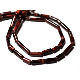 Thread 32cm 28pc approx - Stone Beads - Bull's Eye Red Tiger Tubes 5-14mm - 8741140013230 