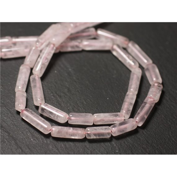 Fil 37cm 26pc env - Perles de Pierre - Quartz Rose Tubes 10-15mm - 8741140013285 