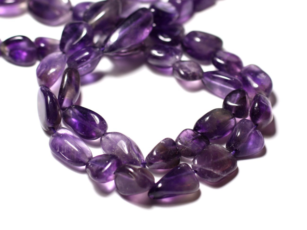 Fil 31cm 29pc env - Perles de Pierre - Améthyste Olives 7-14mm - 8741140012523 
