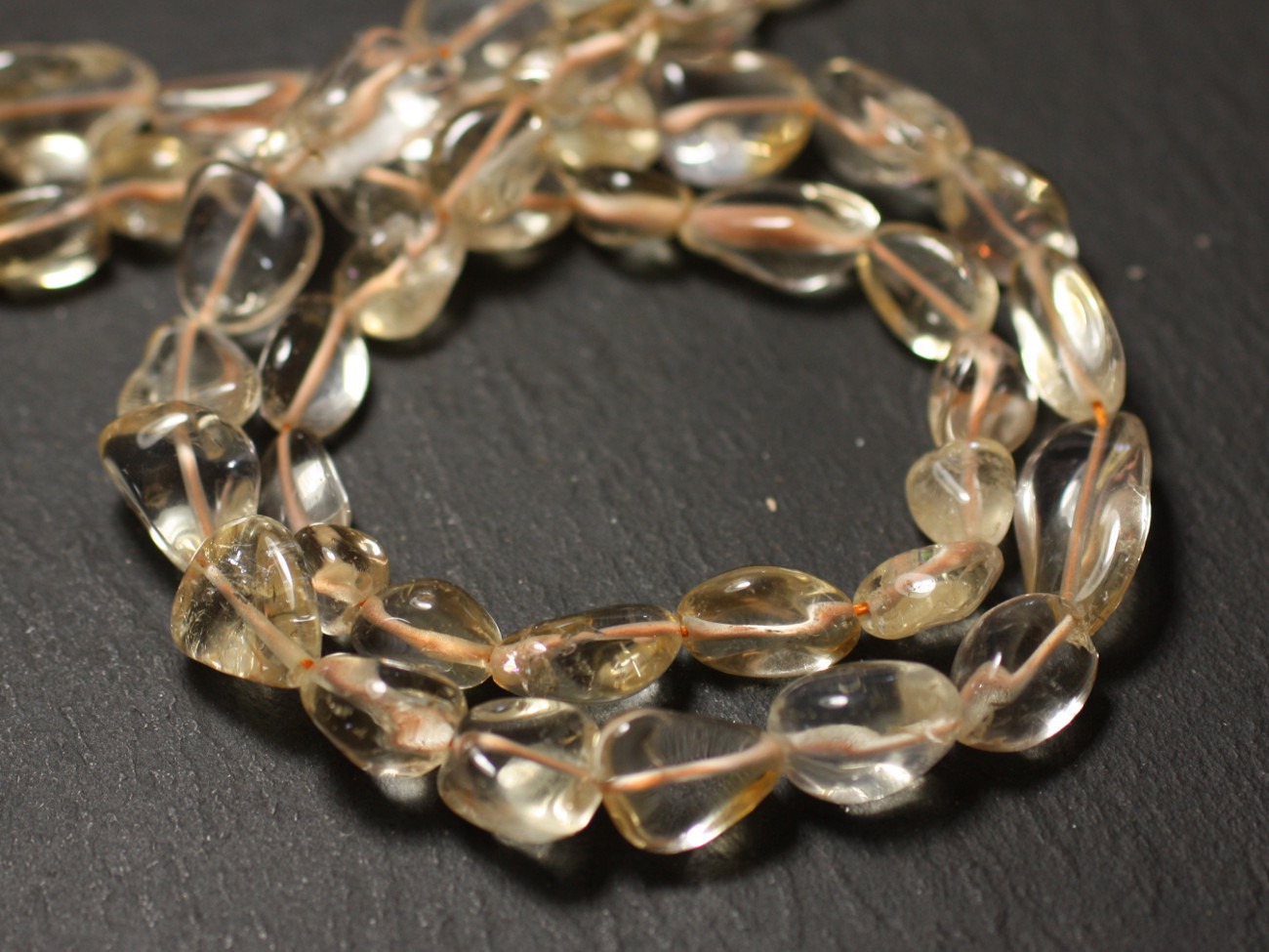 Fil 34cm 35pc env - Perles de Pierre - Citrine Olives 6-11mm - 8741140012561 