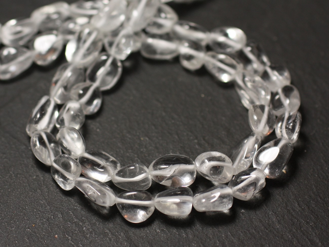 Fil 32cm 36pc env - Perles de Pierre - Cristal Quartz Olives 7-12mm - 8741140012578 