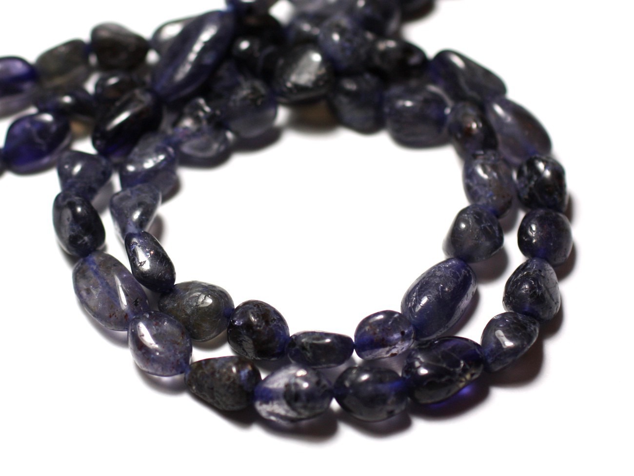 Fil 33cm 37pc env - Perles de Pierre - Iolite Cordiérite Olives 7-14mm - 8741140012592 