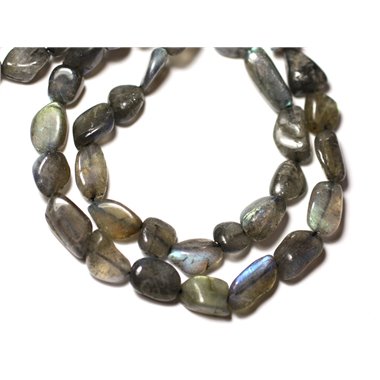Fil 33cm 29pc env - Perles de Pierre - Labradorite Olives 8-15mm - 8741140012608 