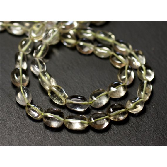 Fil 34cm 27-38pc env - Perles de Pierre - Améthyste verte Prasiolite Olives Ovales 7-12mm - 8741140012653 