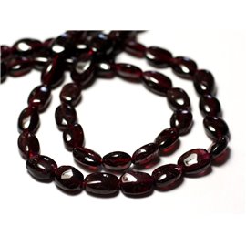 Thread 37cm 44pc approx - Stone Beads - Garnet Oval Olives 7-9mm - 8741140012707 